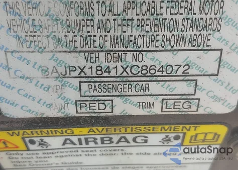 1999 Jaguar Xjr from USA, damaged, VIN SAJPX1841XC864072